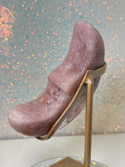 Pink Amethyst Moon Face With Stand