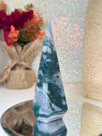 Moss Agate Diamond Point