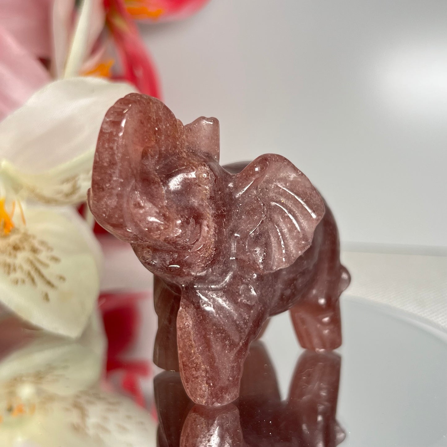 Strawberry Quartz Elephant