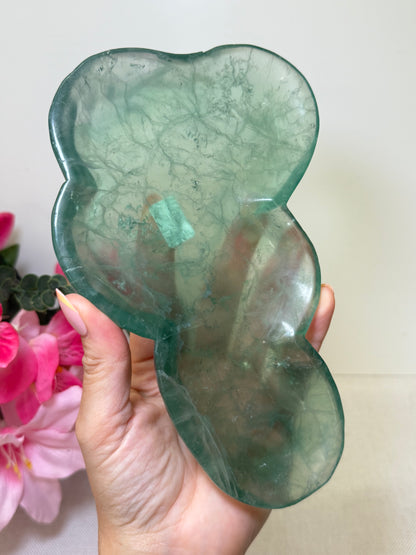 Large Green Fluorite Cloud Shape Trinket Dish