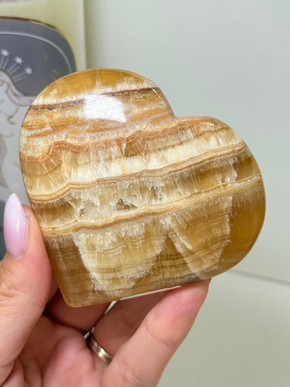 Banded Honey Calcite Heart