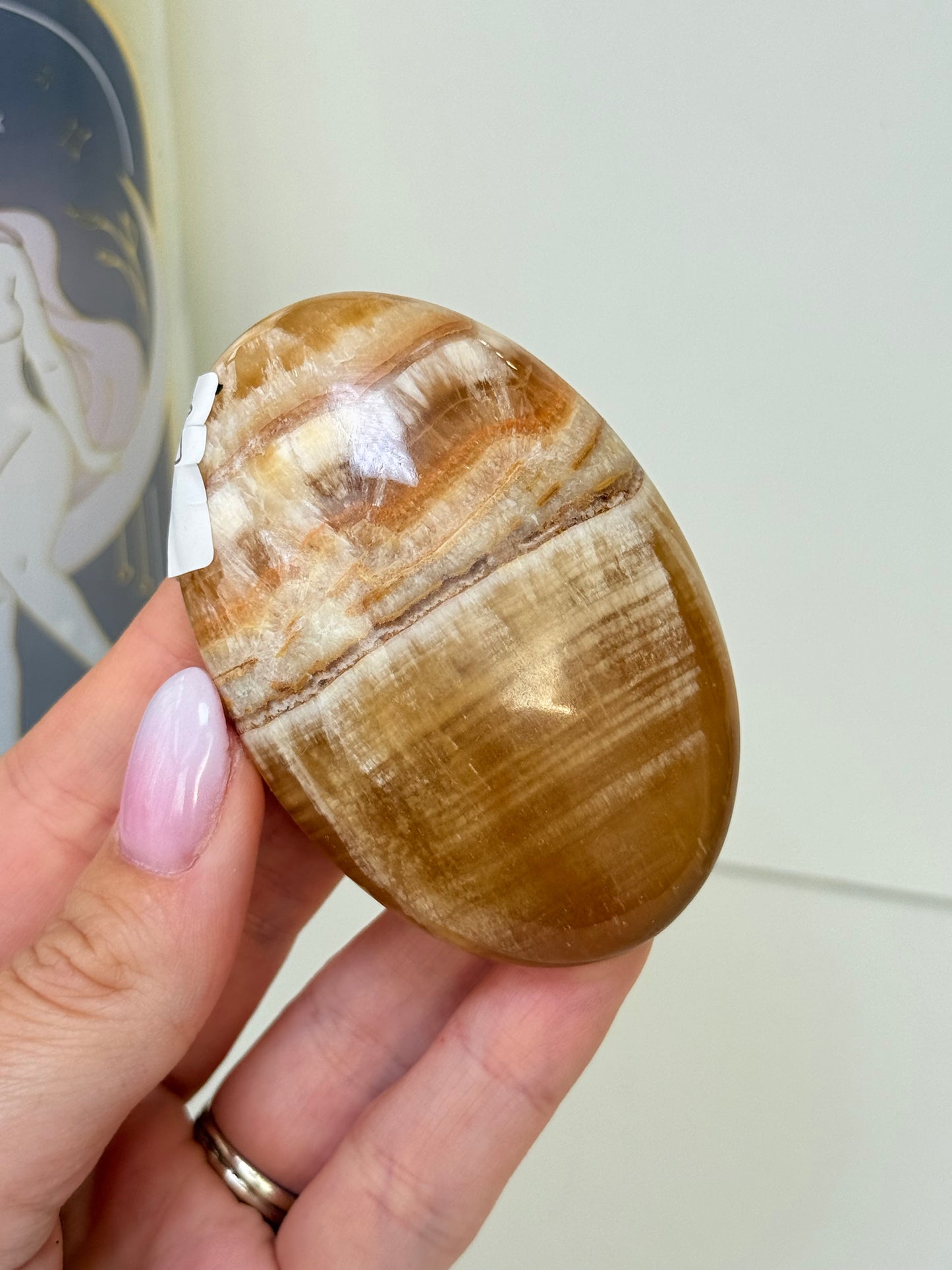 Banded Honey Calcite Palm Stone