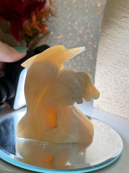 Agate Dolphin Carving On Wave