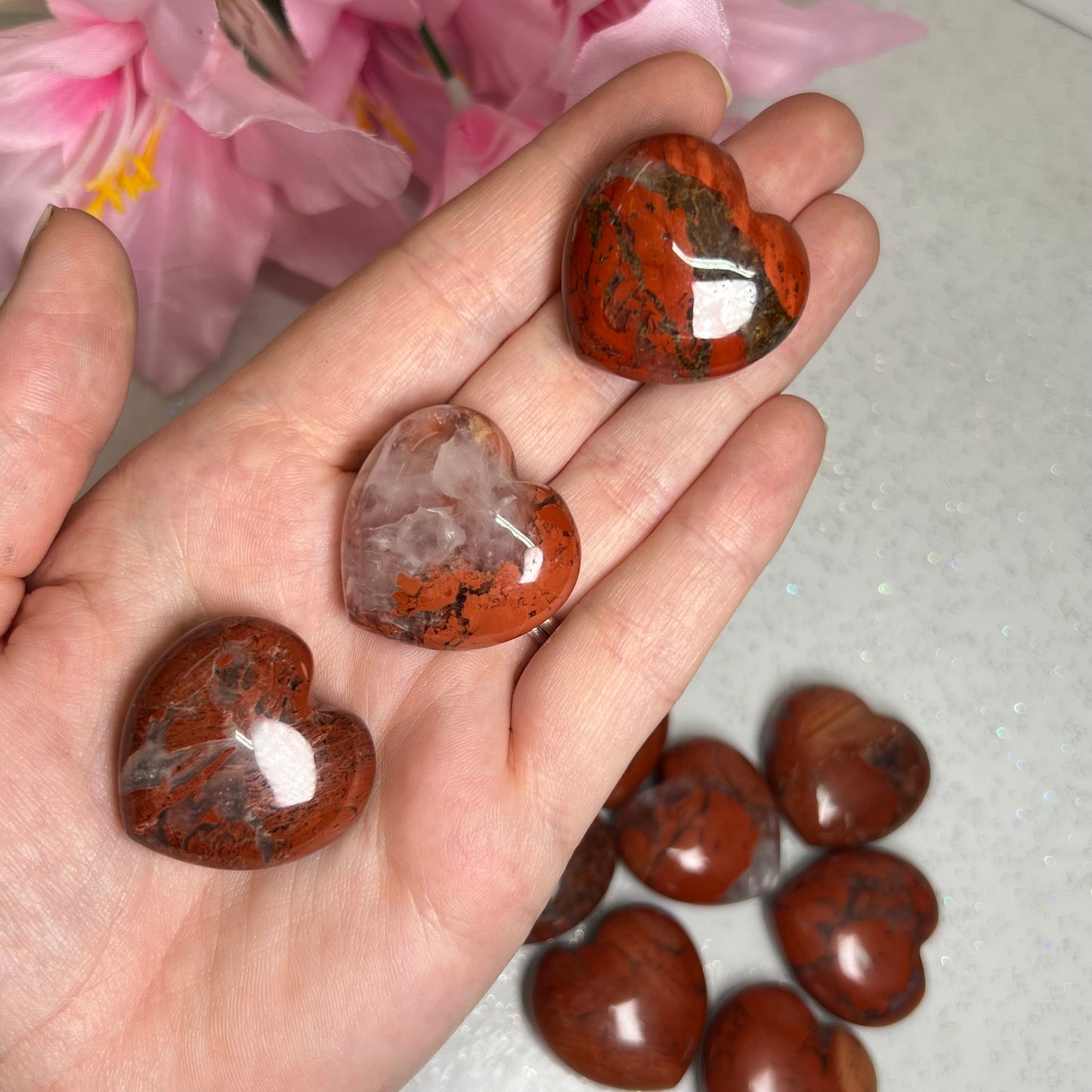 3cm Red Jasper Heart