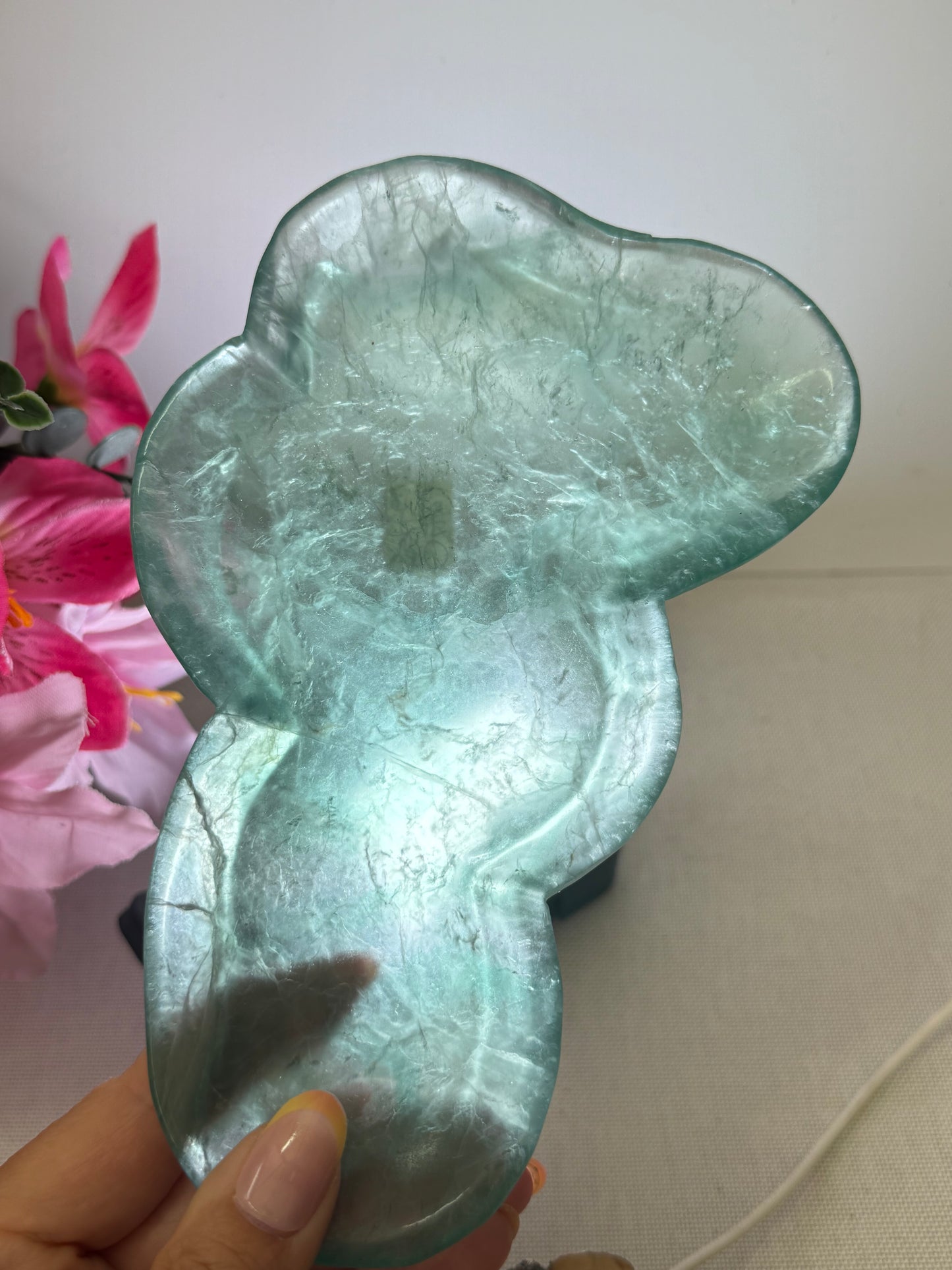Large Green Fluorite Cloud Shape Trinket Dish