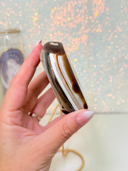 Brazilian Agate Heart On Stand
