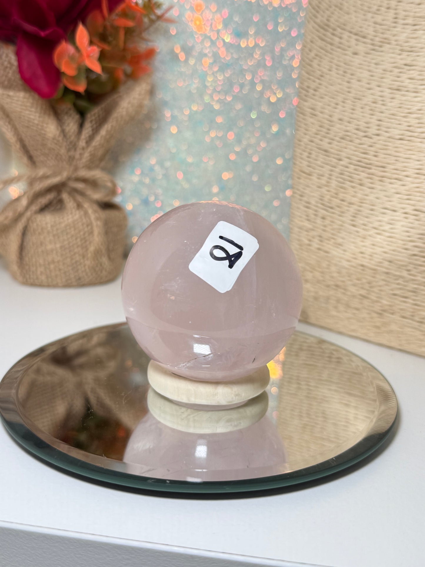 Star Light Rose Quartz Sphere (Asterism)