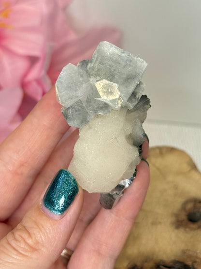 Part Green Apophyllite With Stilbite