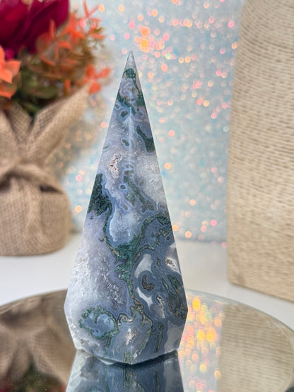 Moss Agate Diamond Point