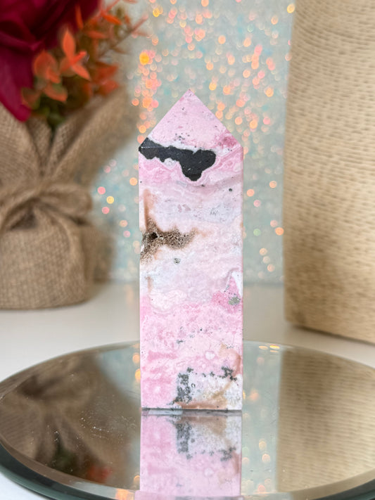 Peruvian Rhodonite Tower (With Quartz Clusters!)