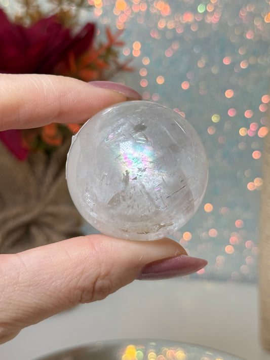 White Calcite Sphere (Lots of 🌈!)