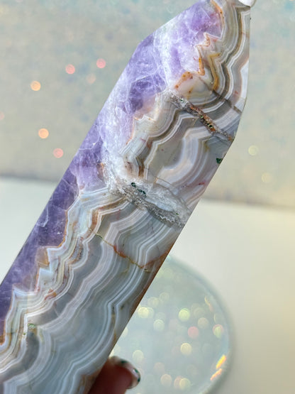 Amethyst / Mexican Lace Agate Large Point