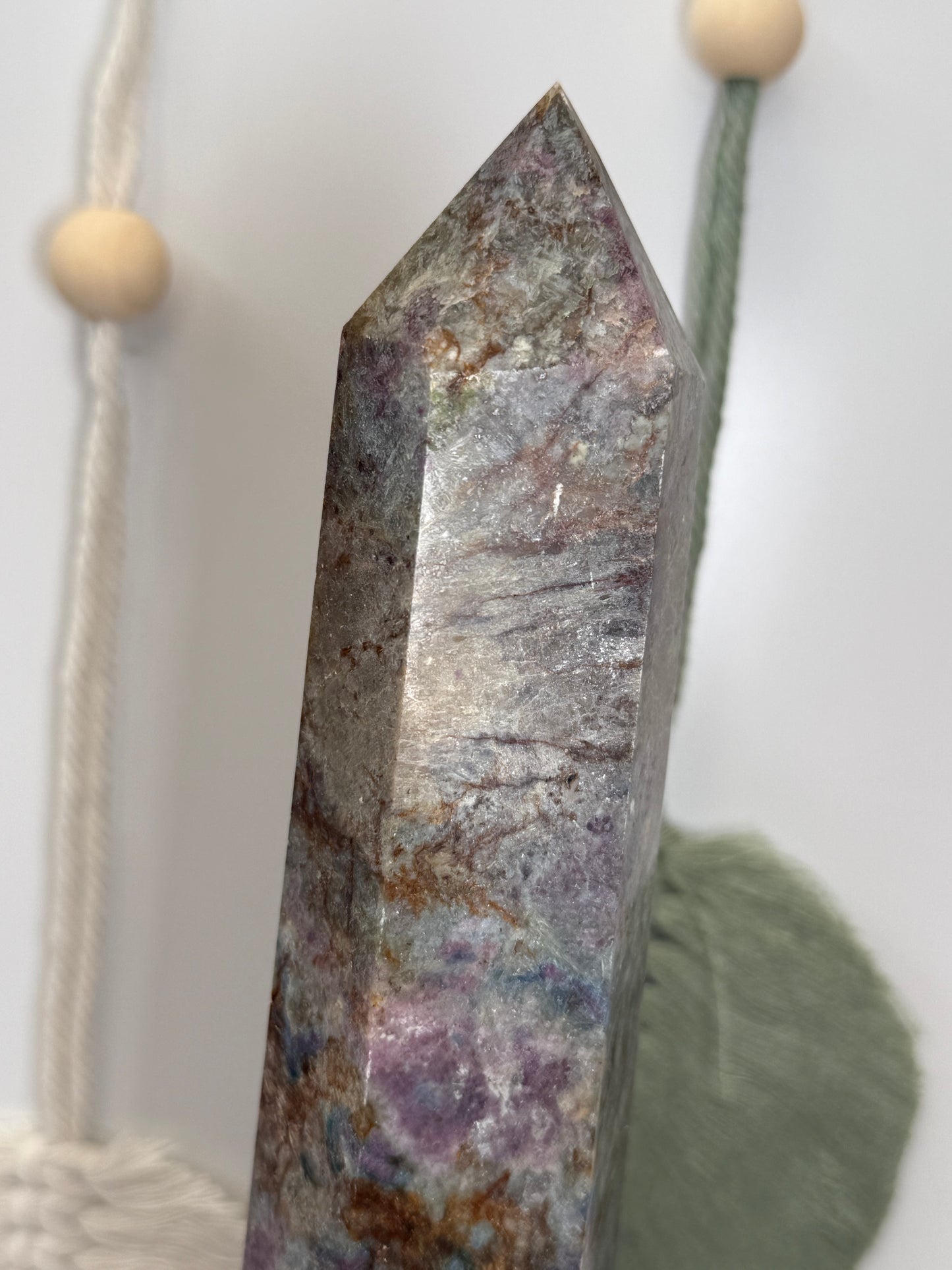 1.3kg Ruby In Kyanite / Iron Stained Quartz Point