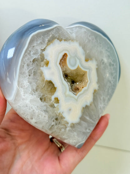 Brazilian Agate Heart On Stand