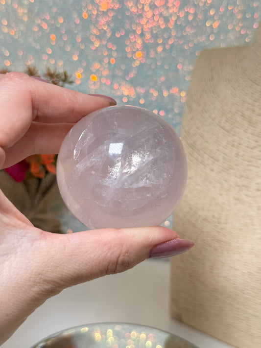 Star Light Rose Quartz Sphere (Asterism)