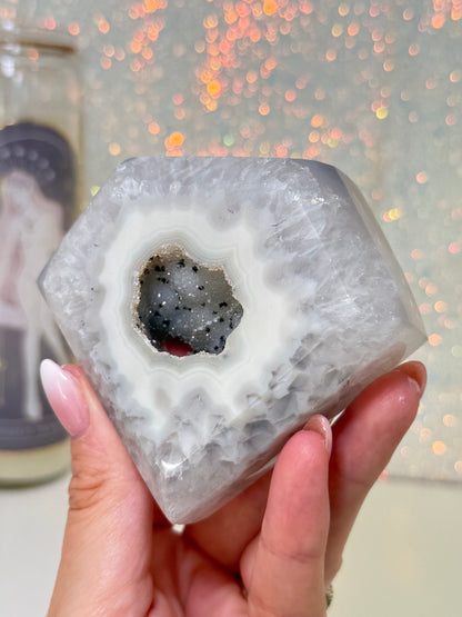 Brazilian Agate Diamond On Stand