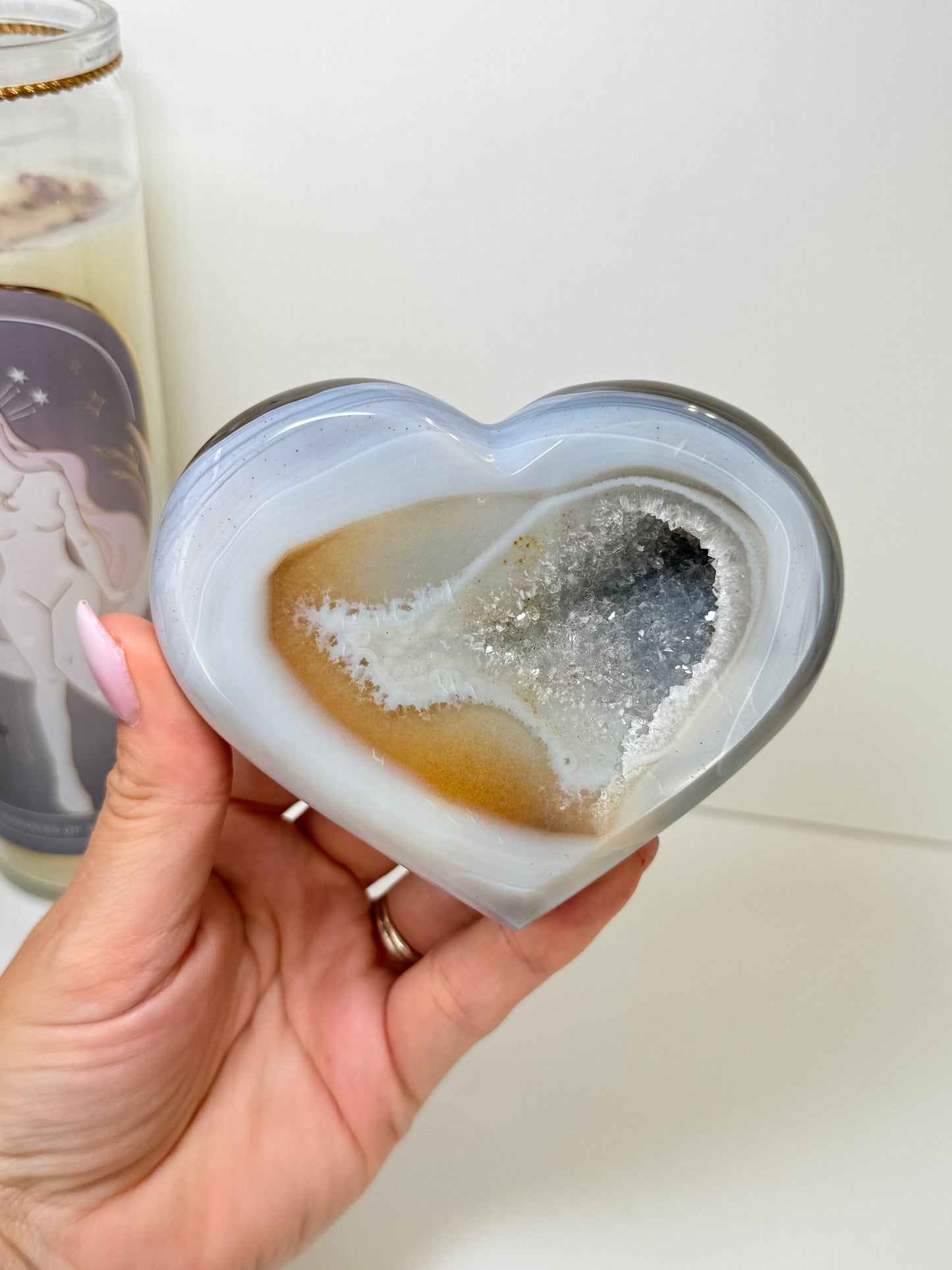 Brazilian Agate Heart On Stand
