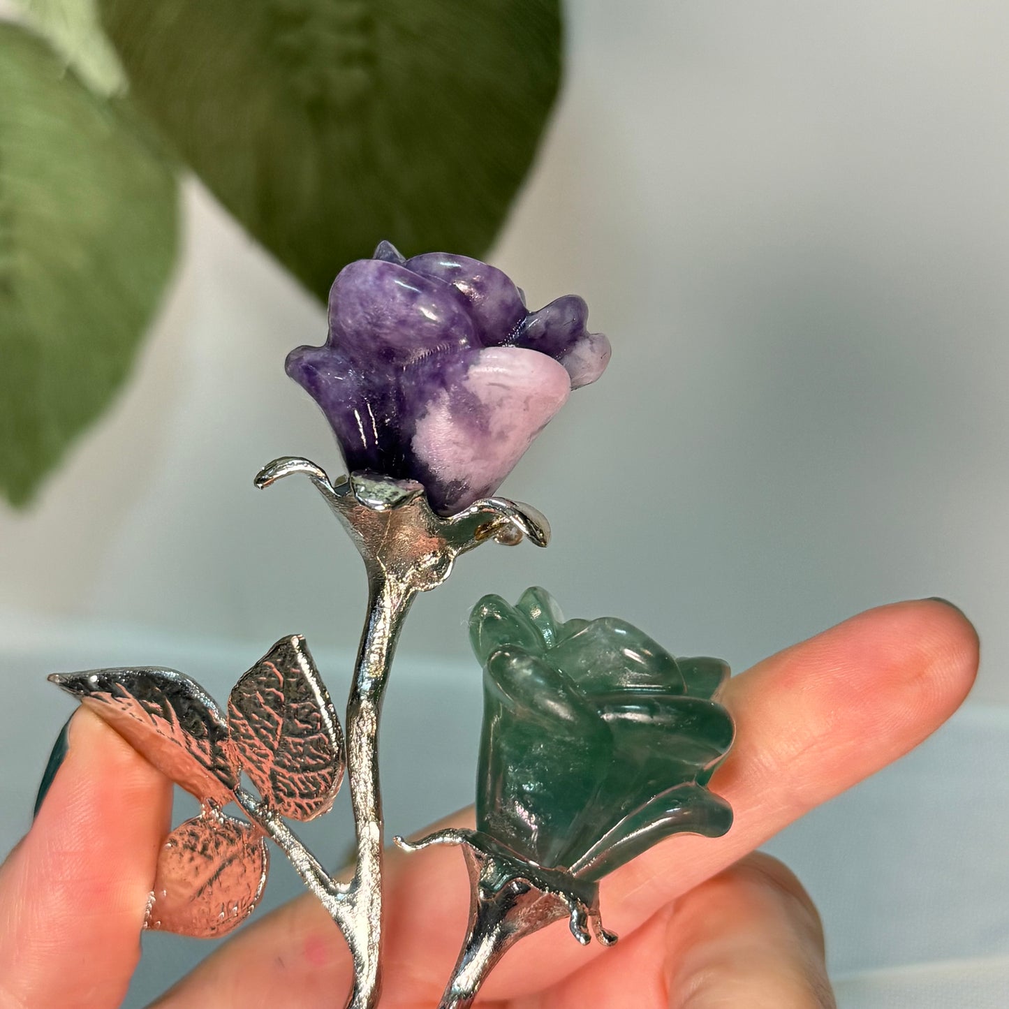 Double Stem Flower Flourite/Lepidolite