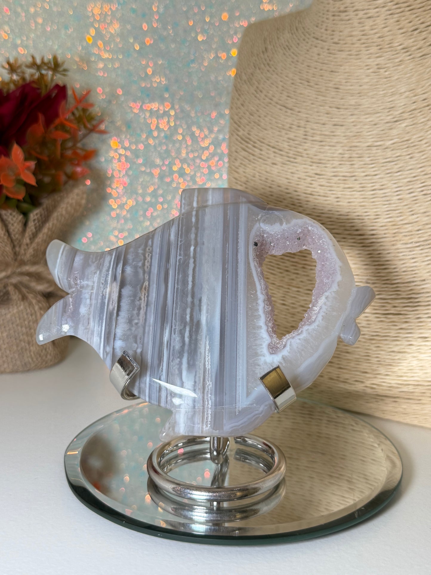 Druzy Agate Fish With Stand