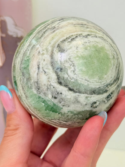 Kiwi Calcite Sphere