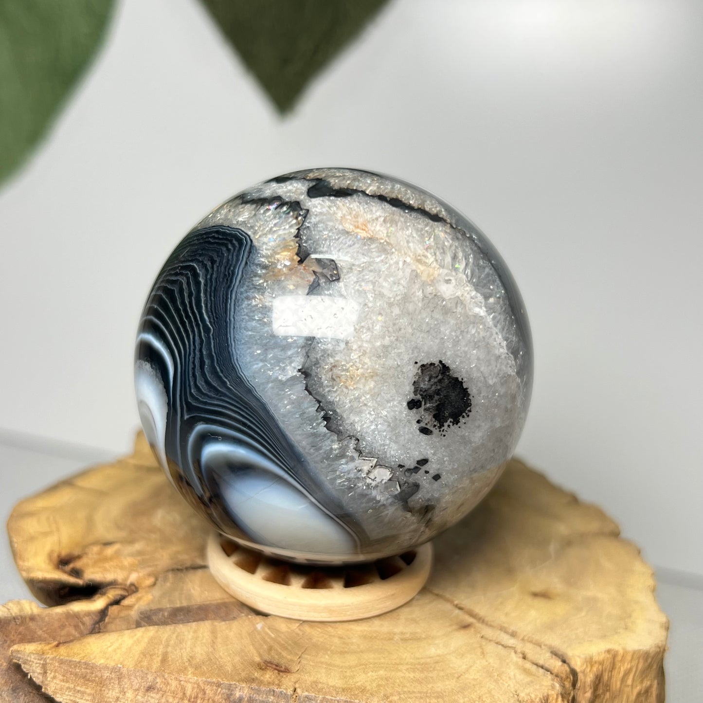 Black Banded Agate Sphere