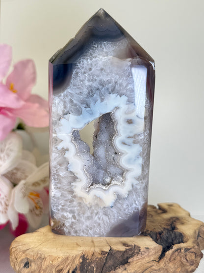 Large Druzy Agate Tower