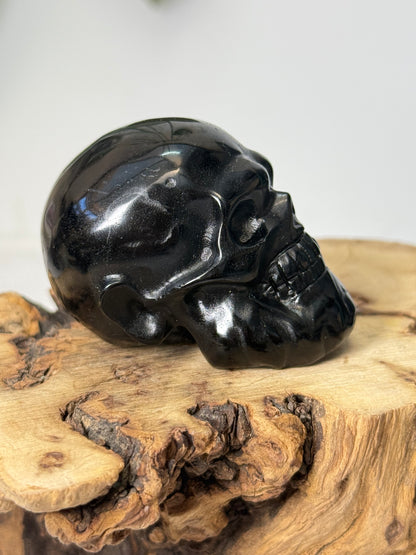 Black Obsidian Bearded Skull