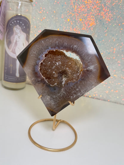 Brazilian Agate Diamond On Stand