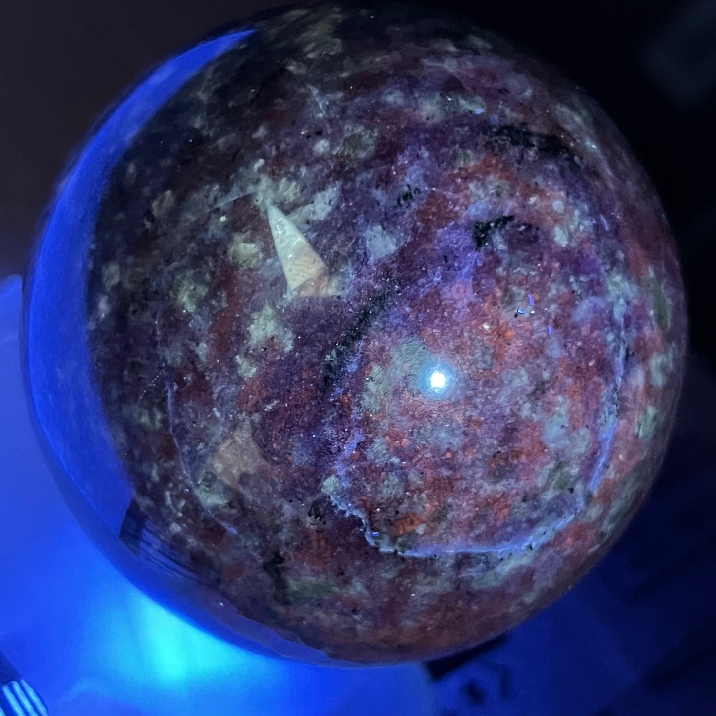 Large UV Reactive Sodalite Sphere