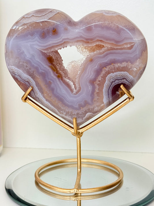 Brazilian Agate Heart On Stand