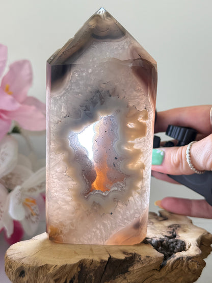 Large Druzy Agate Tower