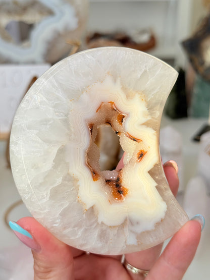Brazilian Agate Moon On Stand