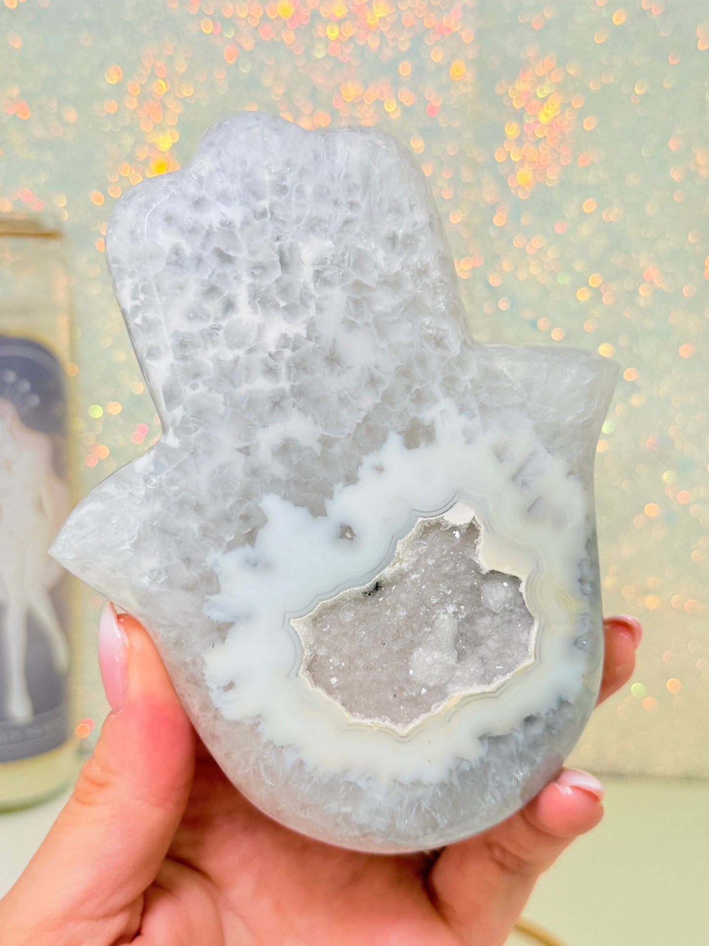 Brazilian Agate Hamsa Hand On Stand