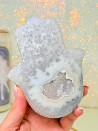 Brazilian Agate Hamsa Hand On Stand