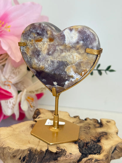 Purple Chalcedony Heart With Stand