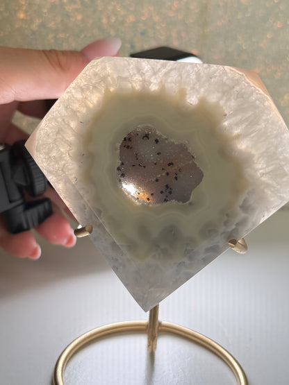 Brazilian Agate Diamond On Stand