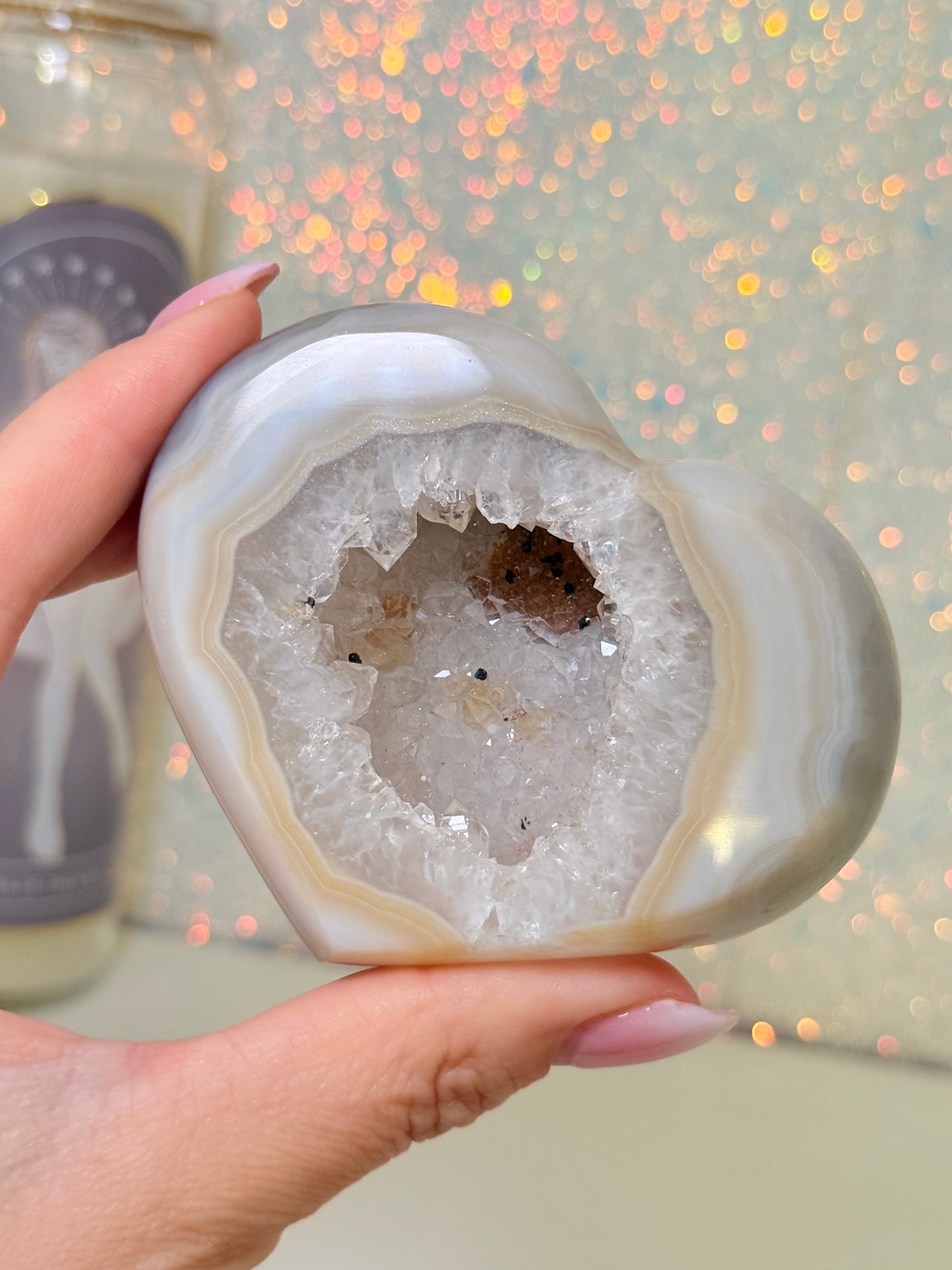 Brazilian Agate Heart On Stand