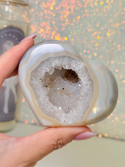 Brazilian Agate Heart On Stand