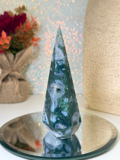 Moss Agate Diamond Point