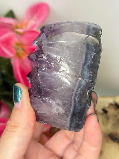Chunky Amethyst In Agate Cluster Heart