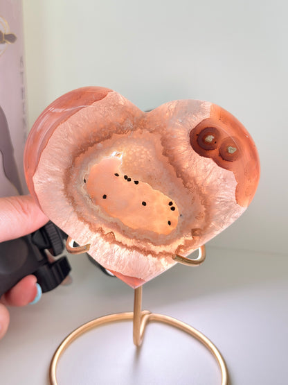 Brazilian Agate Heart On Stand