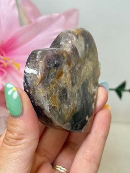 Purple Chalcedony Heart With Stand