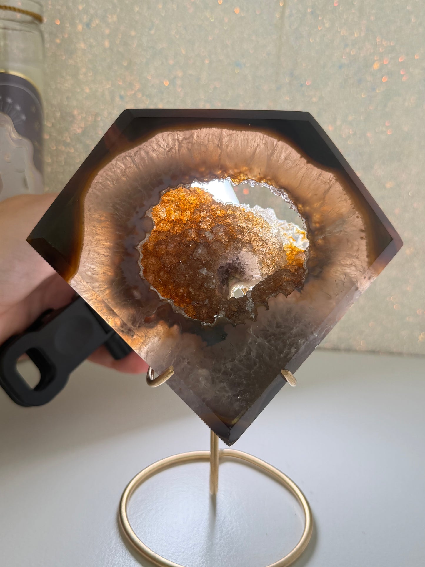 Brazilian Agate Diamond On Stand