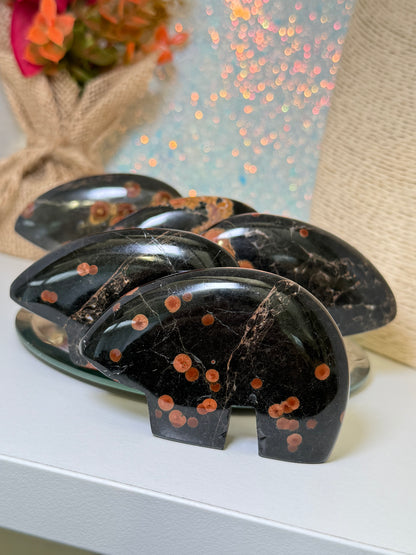 Peanut Obsidian Zuni Bears