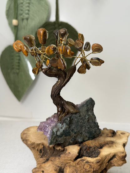 Amethyst Cluster Tigers Eye Chip Tree