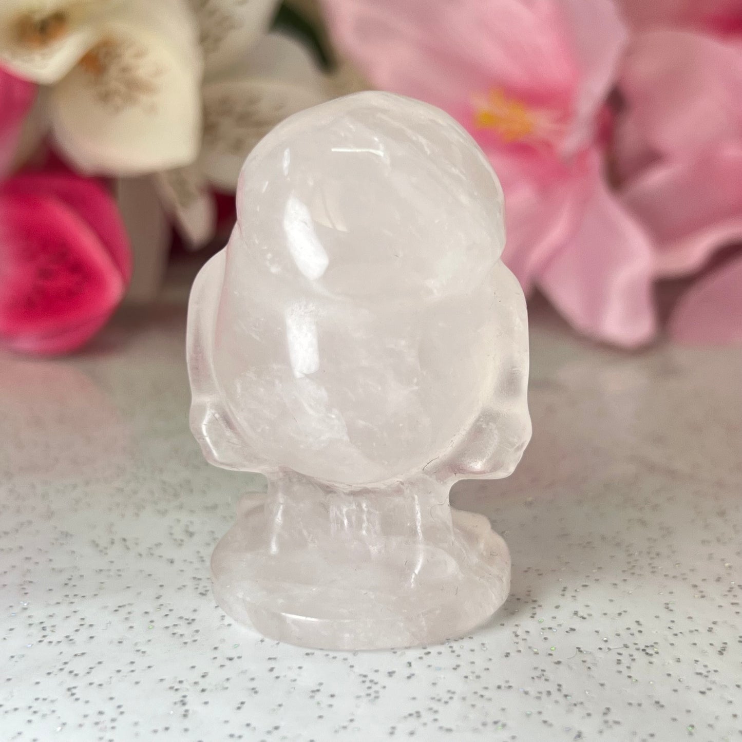 Rose Quartz Mike Wazowski Carving