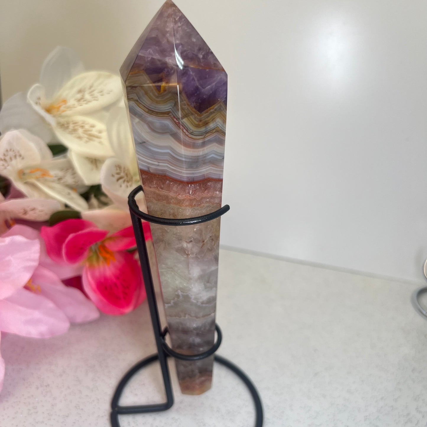 Mexican Agate x Amethyst Wand