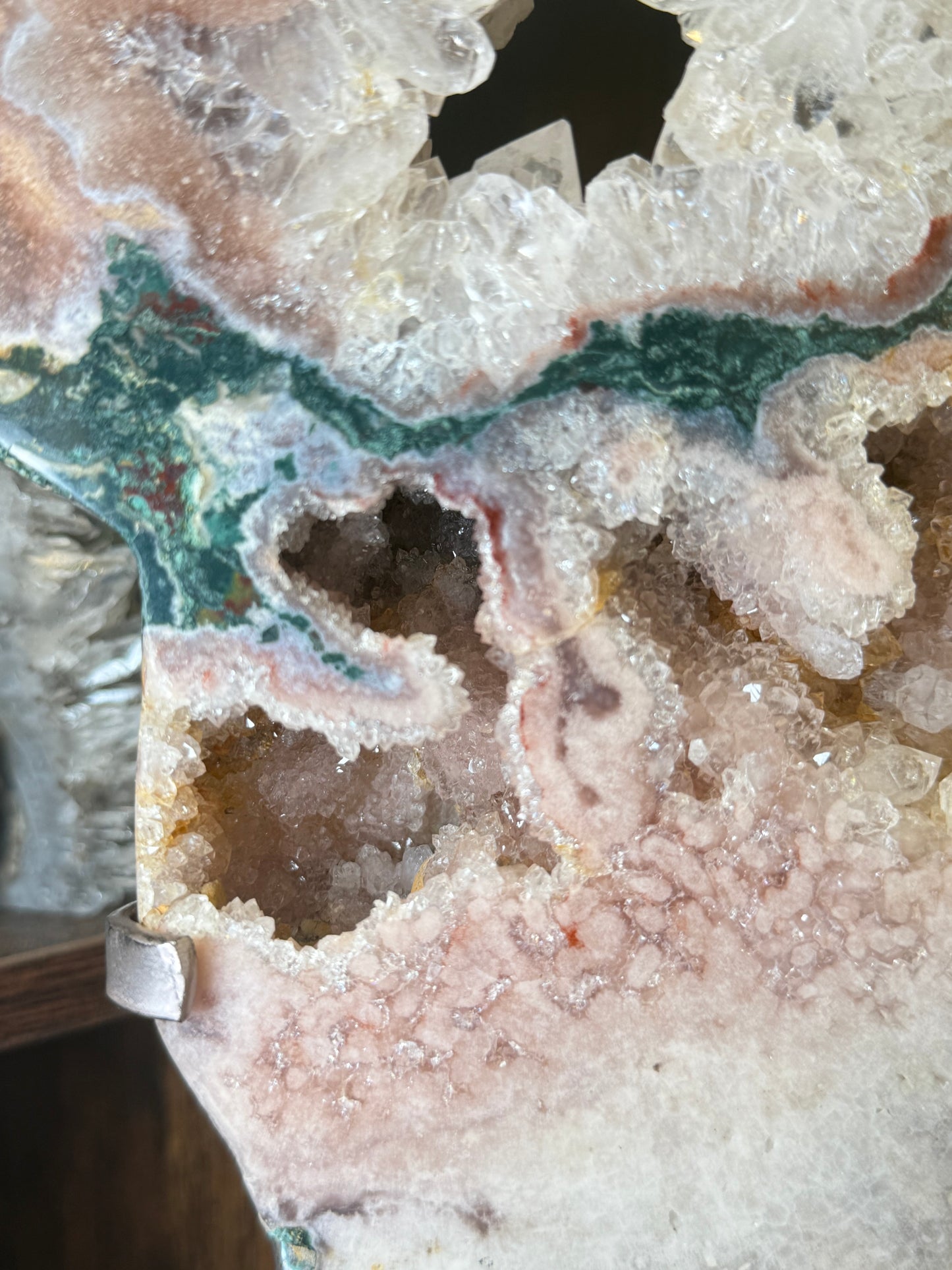 XL Pink Amethyst Slab on Rotating Stand