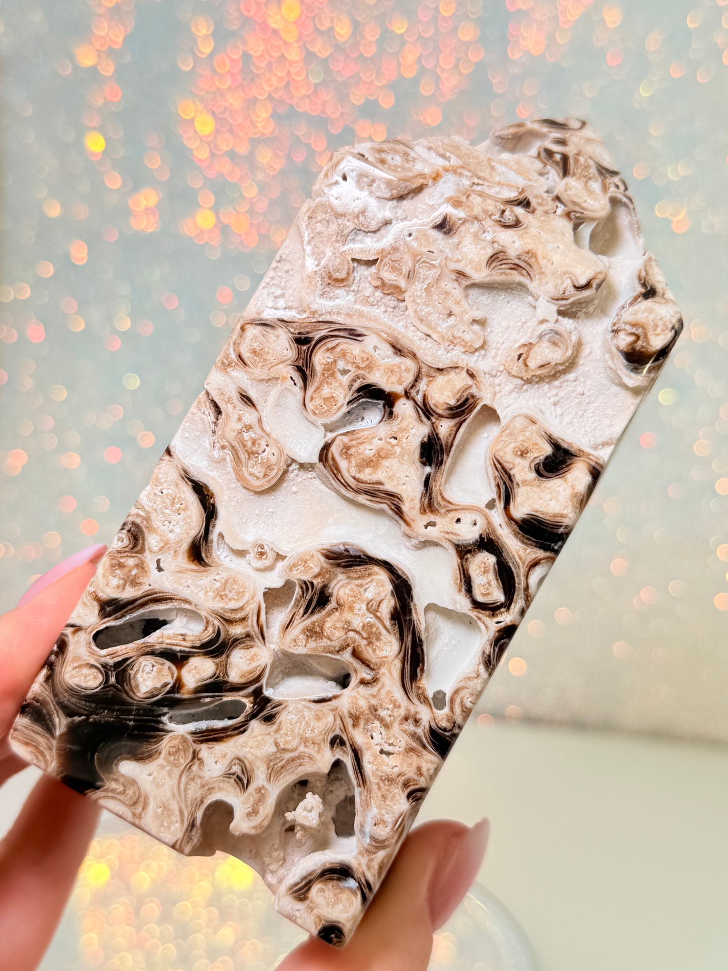 Large Chunky Chocolate Calcite Tower