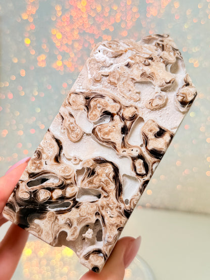 Large Chunky Chocolate Calcite Tower